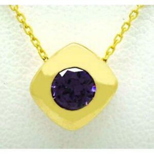 Genuine 0.63 Cts Amethyst Pendant 10k Yellow Gold